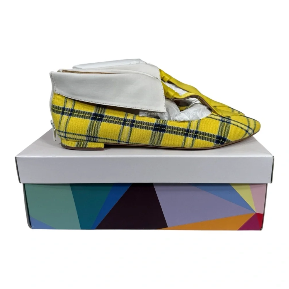 New In Box Katy Perry Collections The Uni Plaid Yellow Flats Size 7.5M - Picture 5 of 12